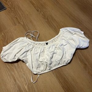 White Puff Sleeve off the shoulder crop top